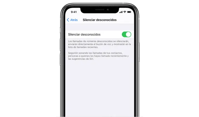 Función para silenciar números desconocidos disponible desde iOS 13. Foto: Apple
