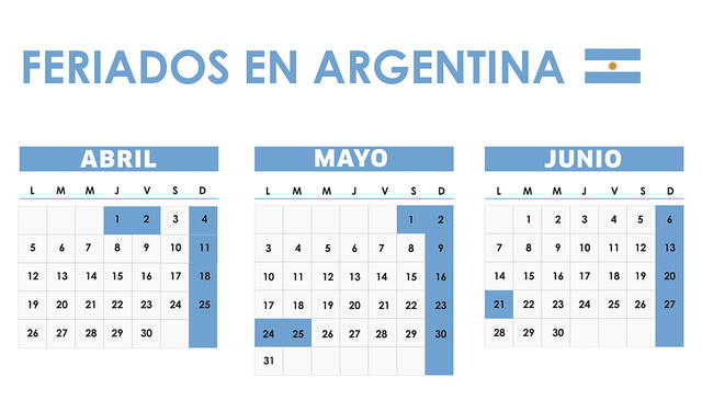 Feriados en Argentina para abril, mayo y junio de 2021.