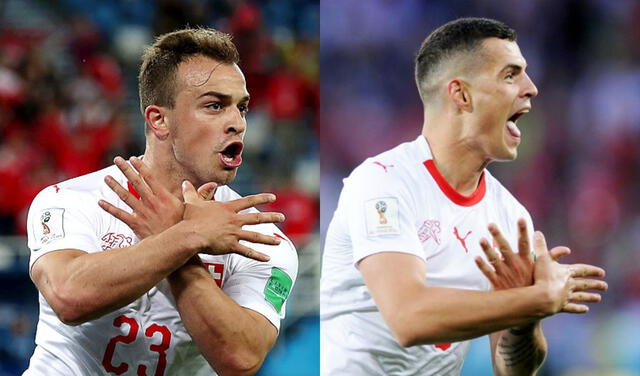 Xherdan Shaqiri y Granit Xhaka durante el Mundial Qatar 2022. Foto: seleccion suiza