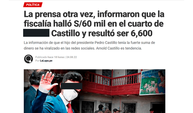 Portada de la noticia de La Lupa que desmiente el bulo