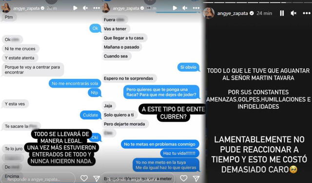 Chats entre Angye Zapata y Martín Tavara de Sporting Cristal. Foto: captura Instagram
