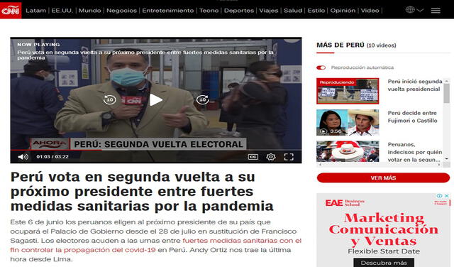 Desde Lima el canal CC ha transmitido los hechos ocurridos este domingo en Perú. Foto: captura de pantalla