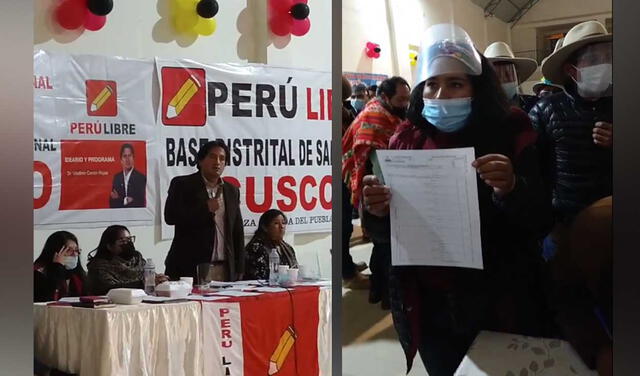 Bases se reunieron este miércoles y luego comenzaron recolección de firmas. Foto: Captura de video de Perú Libre Región Cusco