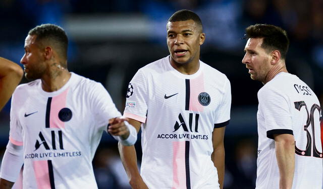 Neymar, Mbappé y Messi fueron titulares en el inicio de la Champions, ante Brujas. Foto: AFP