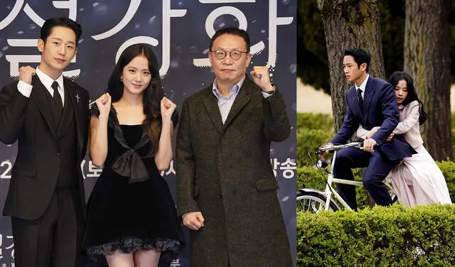 Equipo de Snowdrop: Jung Hae In, Jisoo y el director Cho