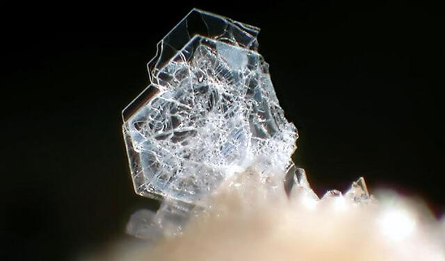 Trozo de tridimita, un mineral raro en la Tierra. Foto: Wikimedia Commons