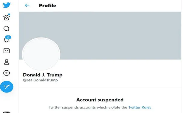 Así luce actualmente la cuenta de Donald Trump en Twitter. Foto: AFP