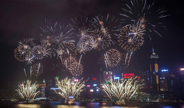 Fuegos artificiales en el Año Nuevo chino. Foto: AFP