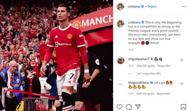 Desde su llegada al Manchester United, Cristiano Ronaldo anotó cuatro goles en cuatro partidos jugados. Foto: Instagram Cristiano.