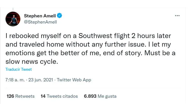23.6.2021 | Tweet de Stephen Amell sobre incidente en vuelo de Delta. Foto: Stephen Amell / Twitter
