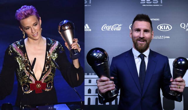 Messi y Megan Rapinoe en los The Best 2019. Foto: composición AFP