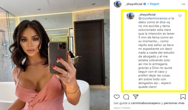 Sheyla Rojas se pronuncia sobre abogado que la acusó de no pagarle. Foto: captura Instagram