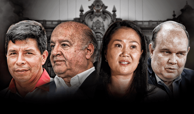 candidatos a segunda vuelta. Keiko Fujimori, Hernando de Soto, Rafael López, Pedro Castillo