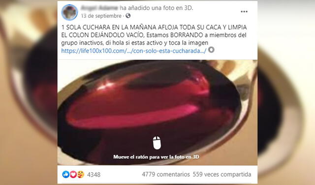 Es engañoso que tomar bebida de ciruelas y dátiles hervidos “desintoxica el cuerpo”. Foto: captura en Facebook.