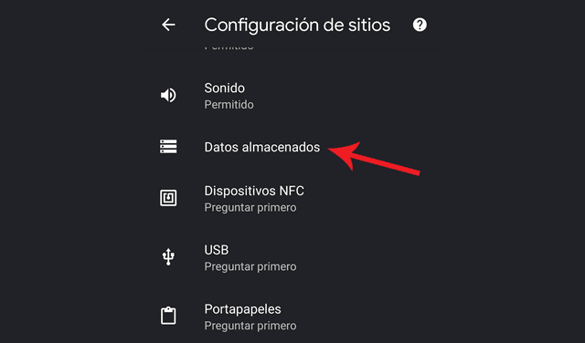 Opción de Datos almacenados en Google Chrome. Foto: La República