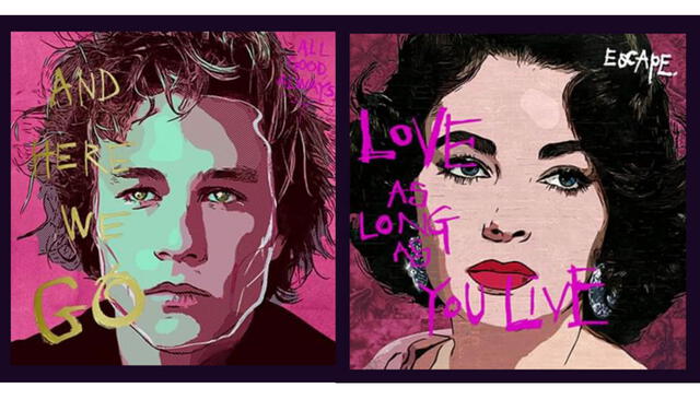 Retratos de Marlon Brando y  Elizabeth Taylor pintados por Johnny Depp. Foto: Never Fear Truth