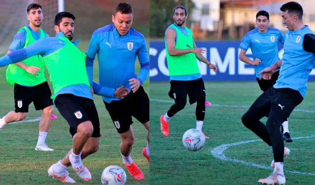 Entrenamiento de la selección uruguaya previo al partido contra Colombia. Foto: Uruguay/Twitter