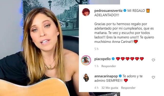 - 12.2.2021 | Post de Pedro Suárez-Vértiz  agradeciendo el regalo de Anna Carina. Foto: Pedro Suárez-Vértiz / Instagram