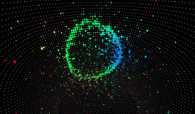 Rastro dejado por los neutrinos al contacto con la materia. Foto: T2K Collaboration