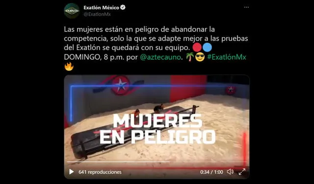 Tuit de Exatlón México 2021
