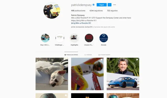 Patrick Dempsey en Instagram