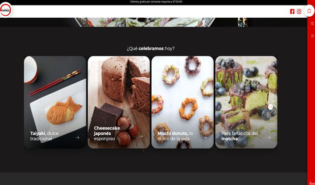 La plataforma de La Tiendita Nikkei ofrece varios dulces tradicionales. Foto: captura