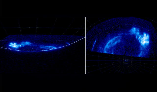 Secuencia de tormenta del amanecer en Júpiter. Foto: NASA / JPL-Caltech / SwRI / UVS / ULiège / Bonfond