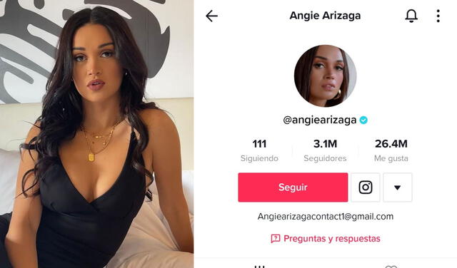 Angie Arizaga es una de las famosas de TV con mayor número de seguidores en TikTok. Foto: captura Angie Arizaga/TikTok