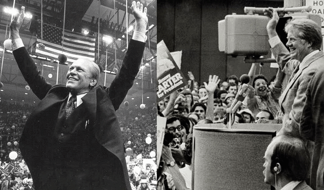 Gerald Ford y Jimmy Carter se enfrentaron en la elección de 1976. Foto: Composición / Gerald R. Ford Presidential Foundation / AFP