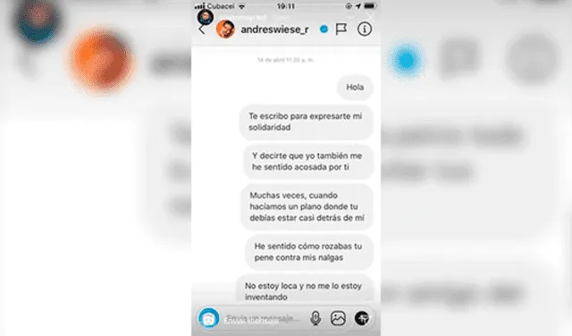 Mayra Couto denunció a Andrés Wiese por acoso sexual. Foto: Captura Instagram.