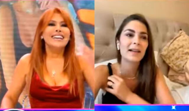 Magaly Medina le aclaró a Laura Spoya que no pudo retractarse porque el programa fue grabado. Foto: Captura ATV.