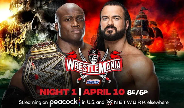 Bobby Lashley luchará con Drew McIntyre por el título Mundial de WWE en la Noche 1 de Wrestlemania 37. Foto: WWE