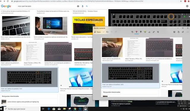 Recorte y anotación es una de las herramientas que brinda Windows 10 para la captura de pantalla. Foto: captura de Google