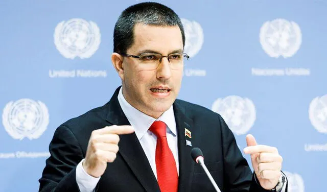 El canciller de Venezuela, Jorge Arreaza, negó cualquier injerencia en las protestas colombianas. Foto: EFE