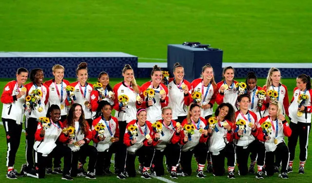 Selección de Canadá se coronó como campeona de fútbol femenino en Tokio 2020. Foto: EFE