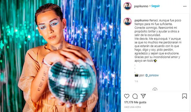 20.9.2020. Post de 'Daddy Kunno' explicando su nueva perspectiva de vida. Crédito: captura IG