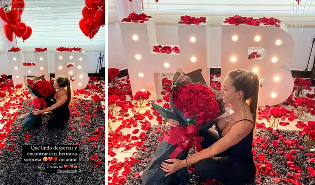 3.2.2021 | Melissa Klug recibió un romántico arreglo floral de Jesús Barco. Foto: Melissa Klug / Instagram 3.2.2021 | Melissa Klug recibió un romántico arreglo floral de Jesús Barco. Foto: Melissa Klug / Instagram