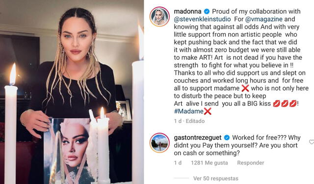 21.11.2021 | Publicación de Madonna mencionando el trabajo realizado en Madame X (2019). Foto: captura Madonna/Instagram