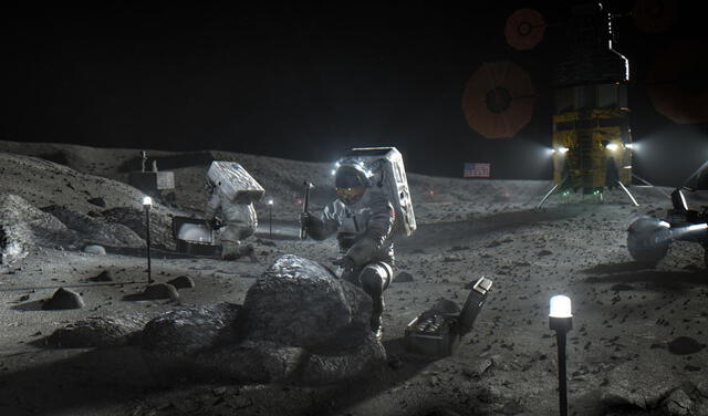 Imagen artística de astronautas explorando la Luna durante la misión del 2024 | Foto: NASA
