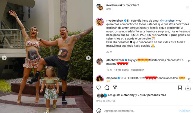 Korina Rivadeneira y Mario Hart volverán a ser padres: pareja confirma que espera a su segundo hijo