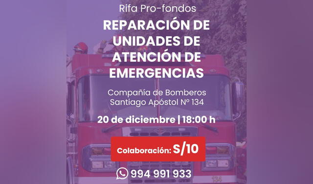 Rifa de Bomberos. Foto: Bomberos Rifa de Bomberos. Foto: Bomberos