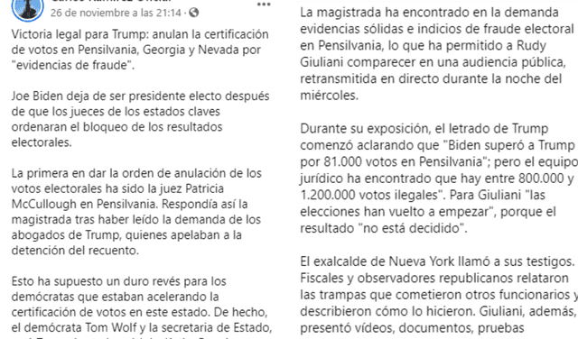 Solo un post del 26 de noviembre fue visualizado unas 2.000 veces en las últimas 24 horas.