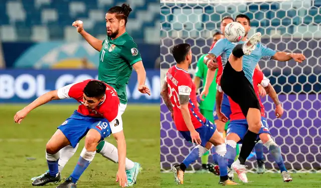 Bolivia cayó ante Chile en su último partido (fecha 2) y Uruguay empató ante dicho rival en la jornada 3. Foto: composición/EFE