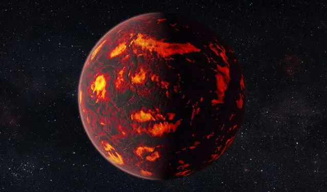 Ilustración de un planeta cubierto por océanos de lava. Imagen: ESO