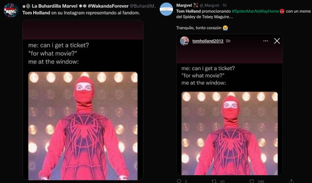 Tweets de fanáticos de Spider-Man: no way home. Foto: composición/Twitter