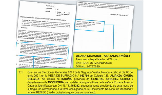 Fuerza Popular acusó de fraude a miembro de mesa con datos falsos en Moquegua