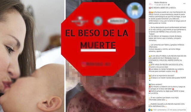 Publicación “No besar a los bebés en las bocas” es viral en Facebook. Foto: captura en Facebook.