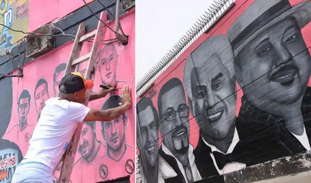 En las caras de Atahualpa también se retrató a referentes de la música criolla y futbolistas