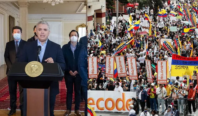 Colombia. Iván Duque. Manifestaciones. Foto: composición/EFE