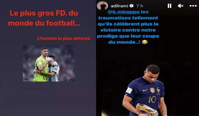 Adil Rami criticó a 'Dibu' Martínez y la selección argentina vía redes sociales. Foto: captura de Instagram